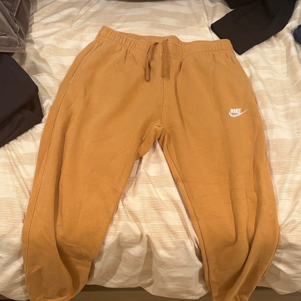 Nike Kids Caramel Joggers with White Swoosh